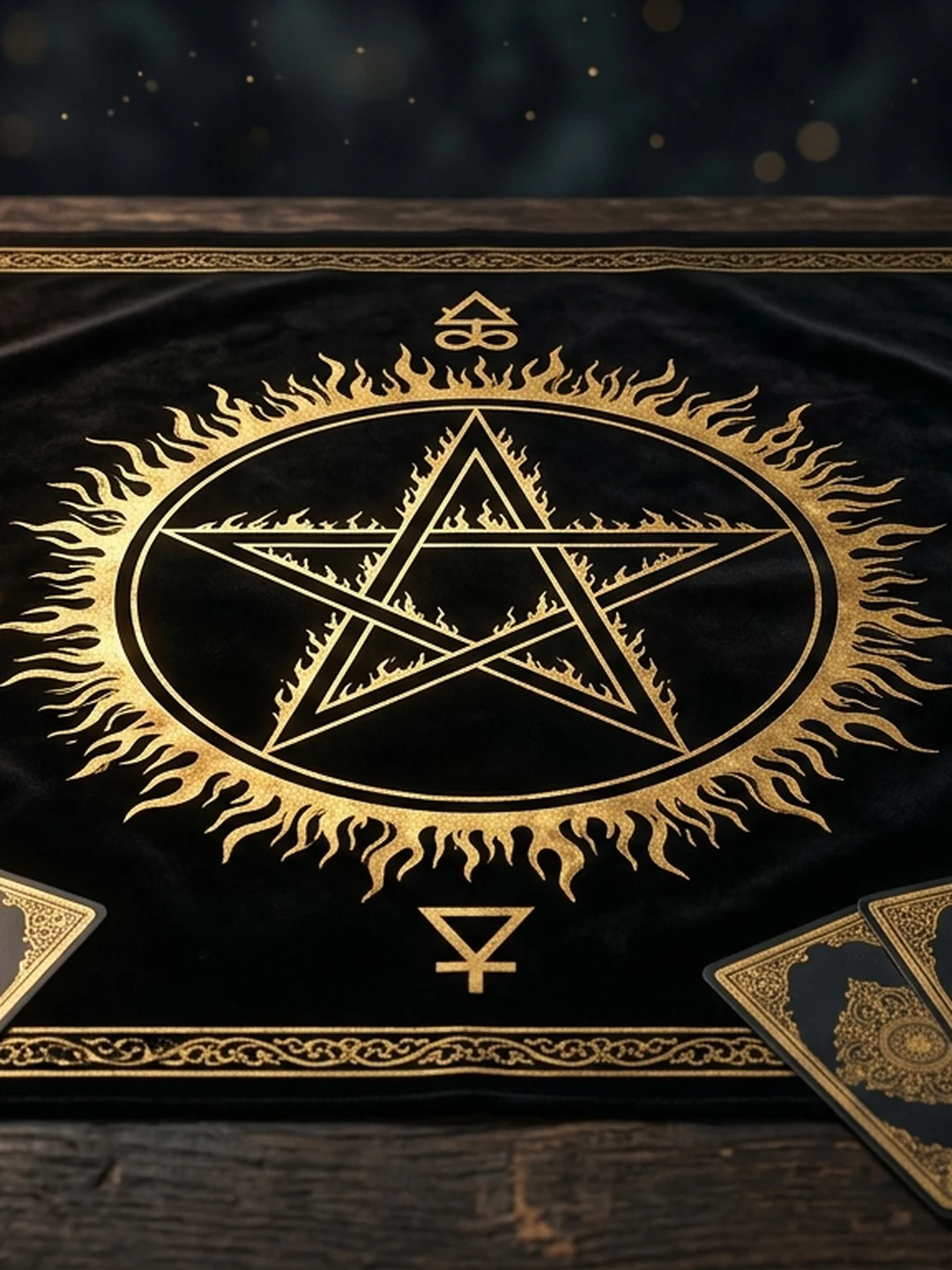 Obrus Tarota — Pentagram w Płomieniach