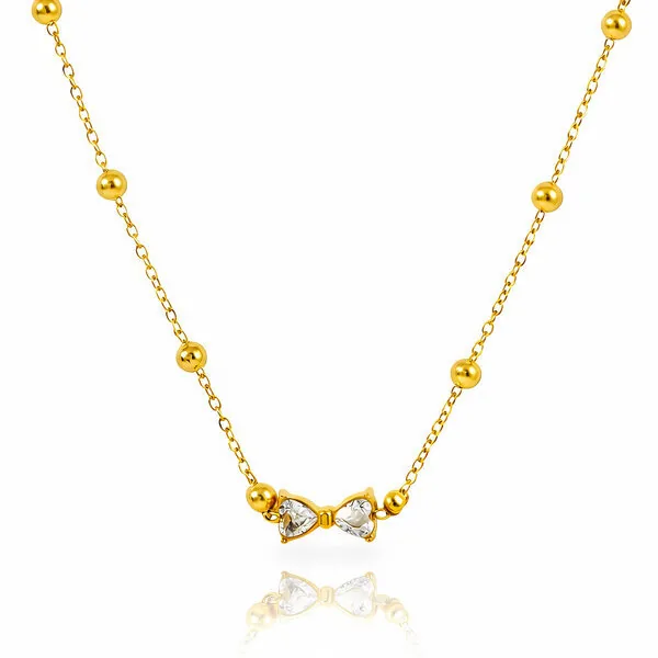 Naszyjnik Amour · Bow Necklace, Silver Tone Brass